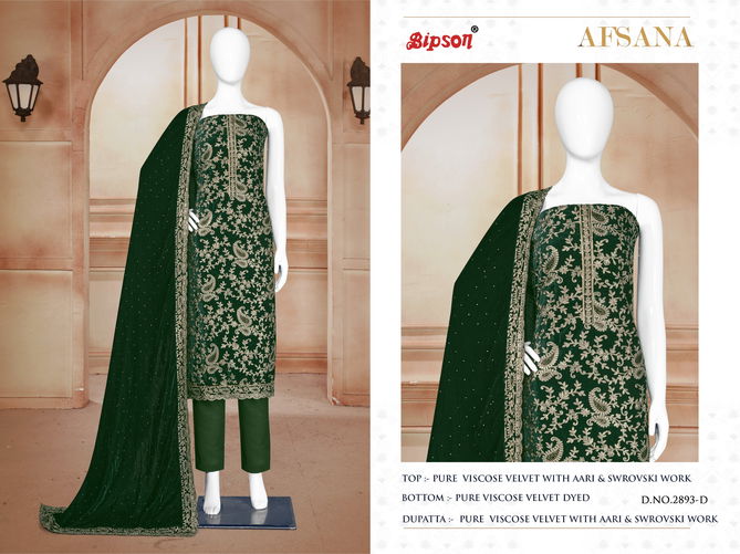 Afsana 2893 By Bipson Viscose Velvet Designer Dress Material Wholesale Shop In Surat